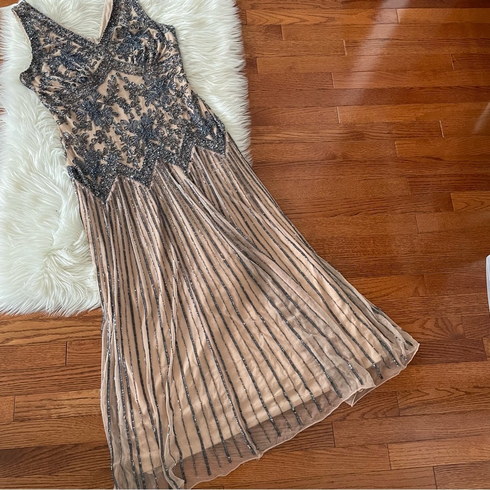 Handmade Beaded Lace Gown Sleeveless Mother of the Bride Cocktail Party Size L